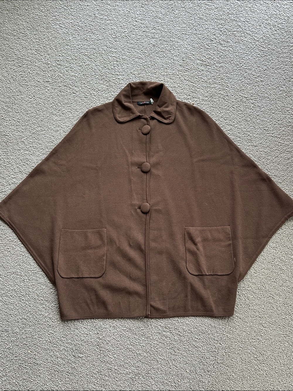 Vintage Cyrus Button-Front oversized relaxed fit Cape poncho knit Sweater jacket